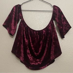 Forever 21 small off the shoulders maroon velvet crop top
